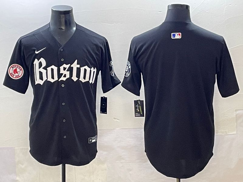Men 2025 Boston Red Sox Blank Black Five generations Joint Name Nike MLB Jersey style 2